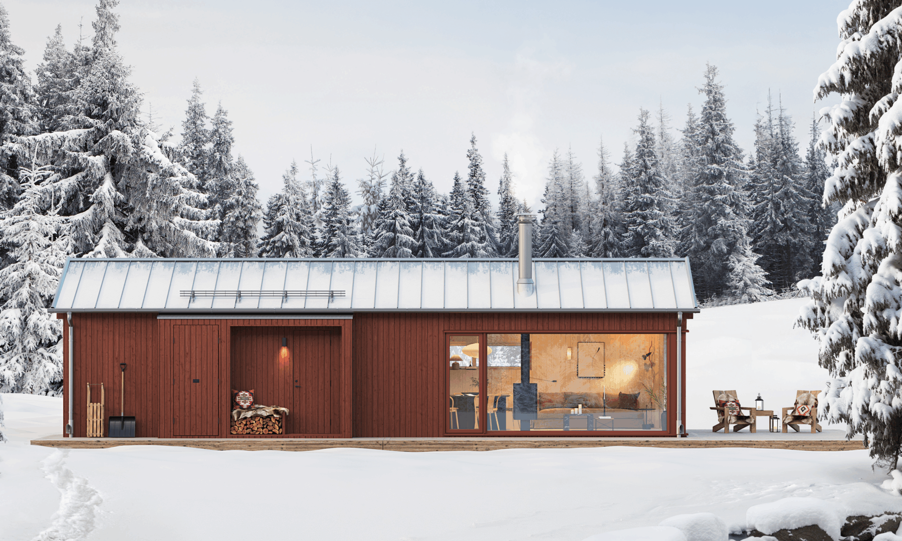 Rött fjällhus