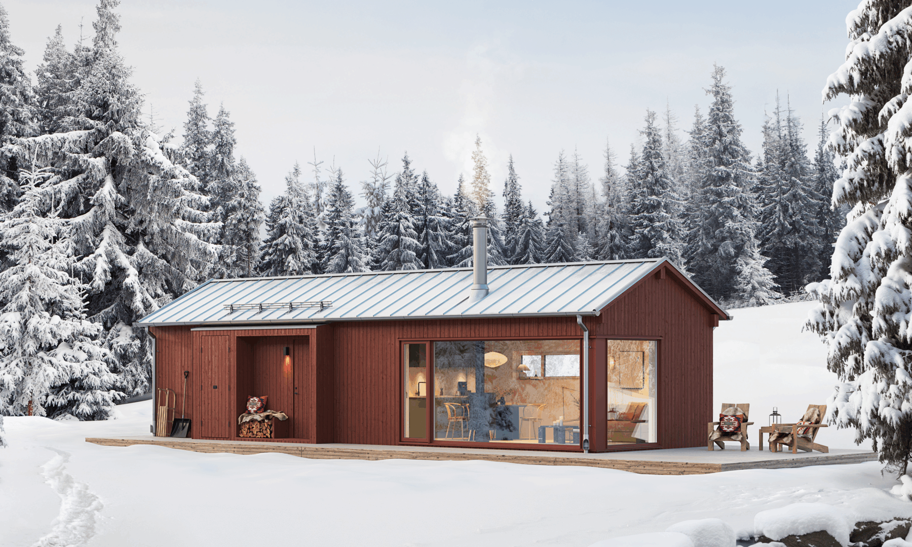 Rött fjällhus 50 kvm i fjällen